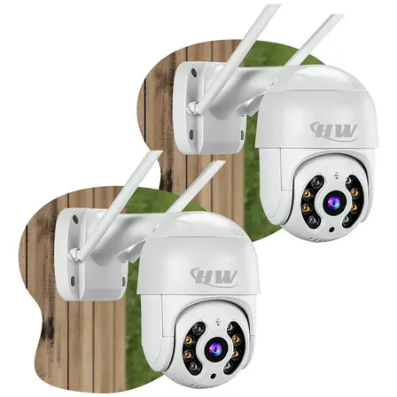 Kit 2 Câmeras de Segurança Wi-Fi Interna e Externa à Prova d'Água